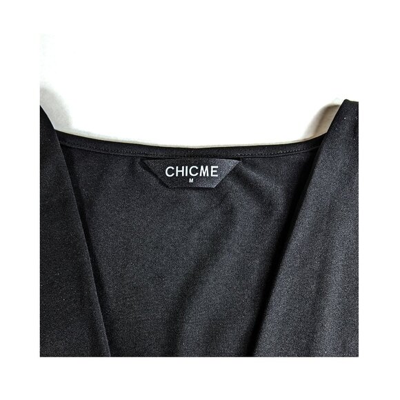 CHICME Black Sequin Ruched Bust Dress, Shirred Waist Long Sleeve Sz MedNew - Picture 7 of 7